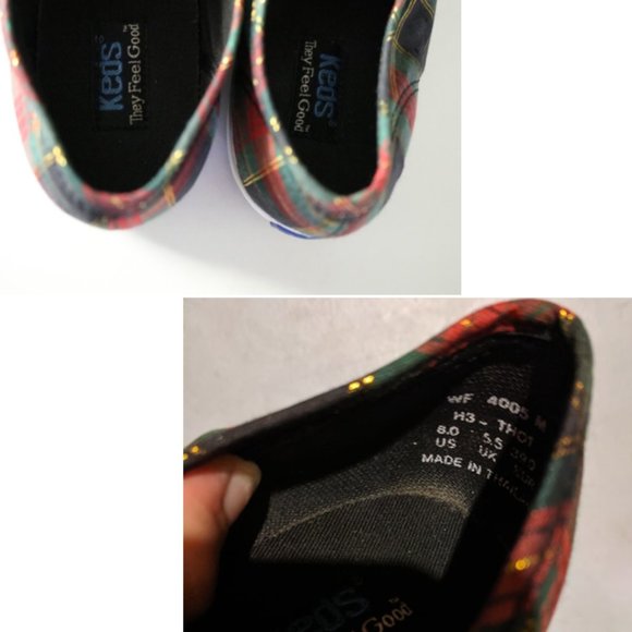 KEDS Vintage Christmas Plaid Sneakers Retro 90s Holiday - Size 8 - Picture 8 of 16